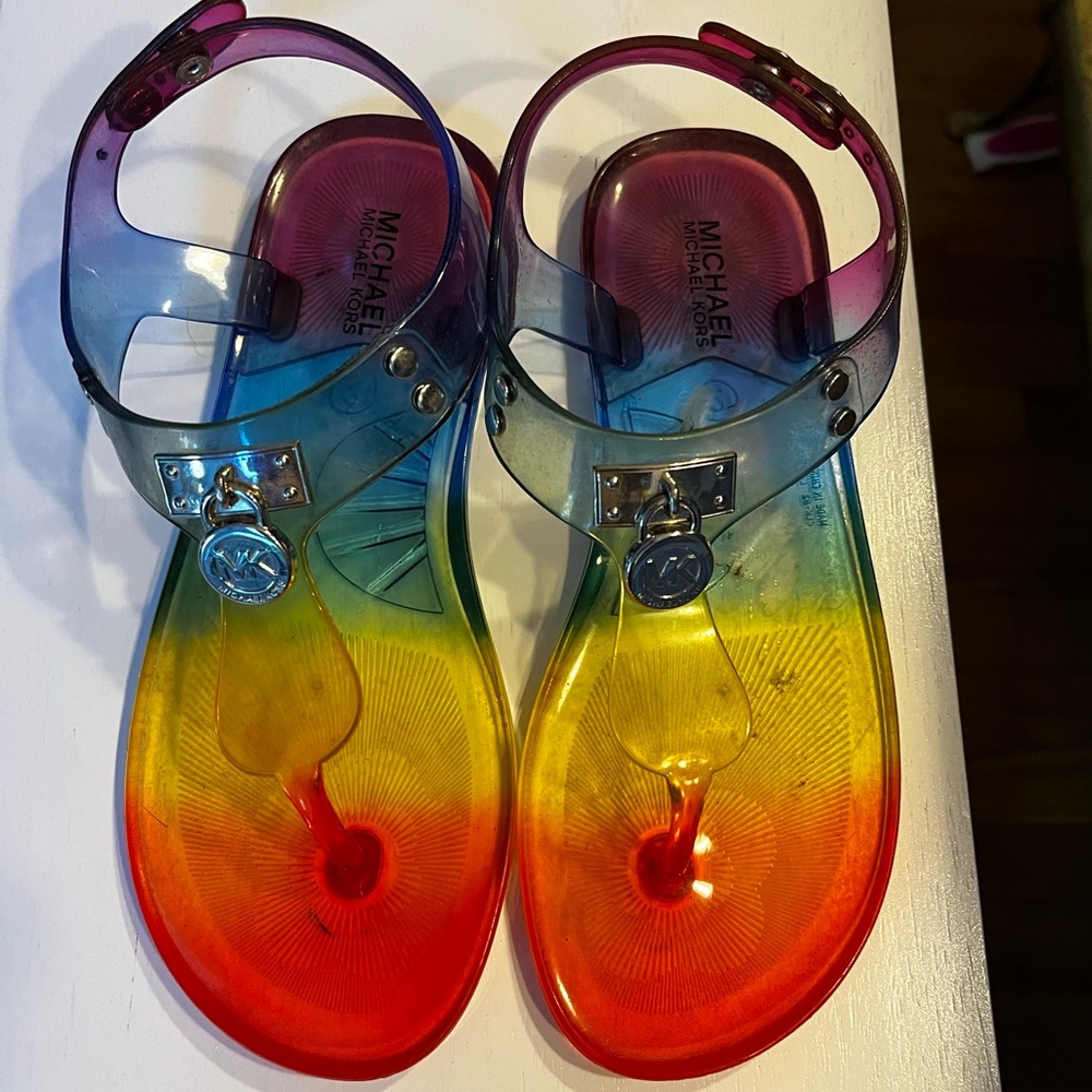 Girls Michael Kors Rainbow Jelly Sandals 💕